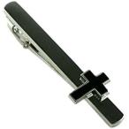 MG-M ネクタイピン ユニーク クロス 十字架 シルバー＆ブラック (シルバー)