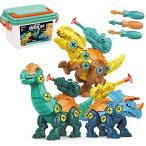 La Gacela 恐竜 おもちゃ 組み立ておもちゃ 大工さんごっこおもちゃ DIY恐竜立体パズル トリケラトプス ティラノサウルス