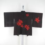  перо тканый шелк темно-коричневый x красный цвет плющ .... лист узор кимоно верхняя одежда кимоно жакет .... совершенно новый длина 78.5cm