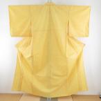 ウール着物 ウール 単衣 黄色ｘ赤色 絣模様 バチ衿 カジュアルきもの 普段着物 仕立て上がり 身丈155cm