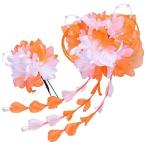 花かんざし 花髪飾りセット 261715or 2点セット オレンジ 橙色 ブーケ風 成人式 七五三 浴衣 卒業式 結婚式 簪 髪かざり ゆかネット通販