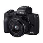 新品・未使用品  Canon EOS kiss M EF-M15-45 IS STM レンズキット ブラック 一眼レフカメラ【ダブルズームレンズキット化粧箱】