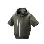 (あすつく) アタックベース:風神服半袖ジャケット（フード脱着）ＯＤ　Ｌ 8845 風神服 熱中症 熱中症対策 風 ファン ２４V バッテリー 風神