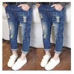 韓国系子供服 デニム パンツ クラッシュ ダメージ キッズ 女の子 男の子 2019 春 韓国系ファッション