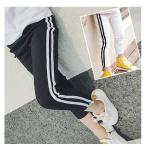 スパッツ レギンス サイドライン 韓国系子供服 レギパン キッズ 女の子 2020 春 夏 カットオフ 前後丈違い ストレッチ抜群 さらさら