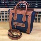 【超美品】セリーヌ ラゲージ ナノ キャンバス ネイビー タン 18924 2WAYショルダー ハンドバッグ 11901