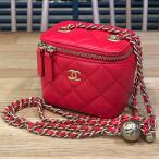 [ как новый ] Chanel matelasse здесь мяч Mini vaniti овчина красный AP1447 цепь плечо клатч 13297