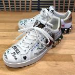 【良品】ドルチェ＆ガッバーナ ポートフィノ スニーカー カーフスキン ホワイト #7 約26cm グラフィティ ペイント風 14607