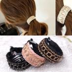 バナナクリップ ヘアクリップ ツイード 大人っぽい ポニーテールクリップ 上品 かわいい ゴールド ブラック ヘアアクセサリー CR-94