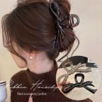 バンスクリップ ヘアクリップ リボン 特大 13cm ヘアアクセサリー 髪多い まとめ髪 多毛 大きめ 大人 ブラック ブラウン クリア おしゃれ CR-134
