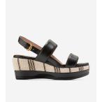 コールハーン Colehaan アイスリン ウェッジ サンダル womens W29715 ブラック レザー / ナチュラルキャンバス