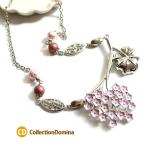Yahoo! Yahoo!ショッピング(ヤフー ショッピング)お花 フラワー ショート 大ぶり さくら 桜 ネックレス 紐ネックレス シルバー ピンク ハンドメイド アジャスター付 ma