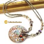 Yahoo! Yahoo!ショッピング(ヤフー ショッピング)ヴェネチアンガラス風 ロング ラウンド 丸型 ガラス ベネチアンガラス風 ビーズ 大ぶり ネックレス レディース ガラスペンダント シルバー マルチカラー