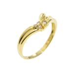  ювелирные изделия maki0.07ct натуральный бриллиантовое кольцо 15.5 номер K18YG V знак кольцо с бриллиантом растения узор желтое золото металлы 2.1g б/у бесплатная доставка 