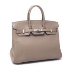 エルメス バーキン25 A刻印 トゥルティエールグレー ヴォースイフト ハンドバッグ 25cm シルバー金具 レザー 中古 送料無料