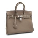 エルメス バーキン25 U刻印 2022年 トゴ エトゥープ シルバー金具 内縫い ハンドバッグ 手提げバッグ ベージュ 中古 送料無料