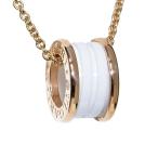 ブルガリ ビーゼロワンネックレス 346082 K18PG ホワイトセラミック B.ZERO1 ビー・ゼロワン ピンクゴールド 地金約10g 中古 送料無料