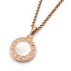 ブルガリ ブルガリ・ブルガリネックレス 350553 K18PG マザーオブパール ラウンドモチーフ ピンクゴールド 地金約4g 中古 送料無料