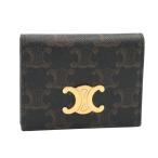  Celine bai складной Trio mf карта держатель 10P352CQH.04LU Trio mf парусина язык футляр для карточек карта inserting б/у бесплатная доставка 