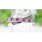 K18WG ルビー&ダイヤモンド クロス リング 5.9g サイズ「12」 ホワイトゴールド 【中古】【美品】【指輪】【レディース】【ダイアモンド】