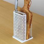 包丁スタンド　まな板スタンド　スチールレース　包丁＆まな板スタンド　スチール製　ホワイト （ まな板立て 包丁立て 包丁差し おすすめ ）