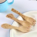 フォーク 12cm 木 キッズフォーク のりもの （ カトラリー 子供用 子ども用 木製 木匙 木のフォーク ）
