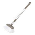 床ブラシ 伸縮 ベランダ 玄関 コンパクト デッキブラシ （ ブラシ 床 掃除 ）