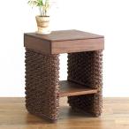 サイドテーブル 角型 アジアンテイスト ウォーターヒヤシンス 幅37cm （ ナイトテーブル コーヒーテーブル ウォーターヒヤシンス ラタン ）