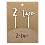 トッパー 2 two ケーキトッパー 2歳 数字 木 誕生日 （ ケーキ デコレーション バースデー 木製 記念日 フォトプロップス ）