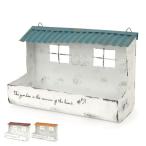 プランター 壁掛け ティンルーフプランター ワイド 幅25.2×奥行10.5×高さ16.2cm （ ハウス 植木鉢 フラワーカバー ブリキ フラワーポット アンティーク調 ）