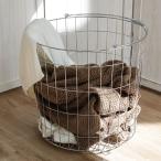 ランドリーバスケット 丸型 60L ワイヤーバスケット （ ランドリー バスケット ワイヤー 洗濯カゴ 大容量 60 持ち手付き 収納 ）