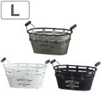 小物収納 鉢 アイアンポット ジャルダン オーバルカン L ヴィンテージ缶 インテリア （ 小物入れ ブリキ缶 缶 アイアン 収納 カン 積み重ね 持ち手付き ）