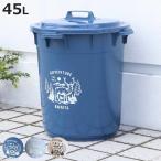 ゴミ箱 45L カラーペール アースカラー ( ごみ箱 45リットル 大容量 ふた付き 屋外 丸型 ペール 分別 収納 )