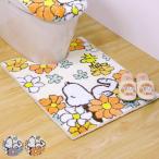 ショッピングトイレマット スヌーピー 花いっぱい ロング トイレマット 約80×60cm （ トイレ マット 滑り止め 足元マット ラグ ）