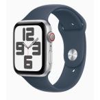 ショッピングapple watch 「新品・Cellularモデル」Apple Watch SE (GPS + Cellularモデル) - 44mmシルバーアルミニウムケース MRHF3J/A ＋ストームブルースポーツバンド - S/M