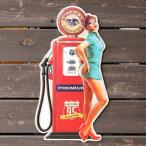 ブリキ看板 エンボスメタルサイン ヴィンテージ ガスポンプ ピンナップガール #187333 アンティーク アメリカ雑貨インテリア