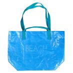 Yahoo! Yahoo!ショッピング(ヤフー ショッピング)レジャーバッグ BEACH ブルー 大きめ 買い物バッグ エコバッグ ビニール トート ショルダー アウトドア アメリカン雑貨