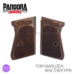 【PANDORA ARMS】ウッドグリップ マルゼン製 ワルサーPPK用ブラウン/純正固定ネジ対応/純正グリップウエイト装着可/AWG-1469/284690〈*0109-0609-BR〉