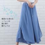レディース ファッション パンツ ワイドパンツ シフォンワイドパンツ ガウチョパンツ 可憐 春夏物