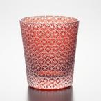 切子グラス 菊繋ぎ赤 タンブラー コップ 焼酎ロック おしゃれ 還暦祝 結婚祝 comma