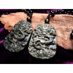 厄除け激安縦52ミリ手彫り龍ネックレス龍彫りゴールデンシャインオブシディア...