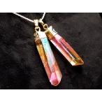 Yahoo! Yahoo!ショッピング(ヤフー ショッピング)金装飾付き 透明感抜群 ナチュラルポイント ペンダントトップ ピンク オレンジ オーラタイプ 縦40-60mm 天然水晶 極上天然石 一点もの パワーストーン