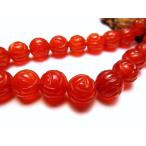 カーネリアン薔薇カット10mm珠一連約38-40cmローズ極上天然石ビーズ...