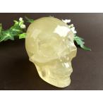クールなスカルヘッド シトリン スカル 彫刻 置物 最大幅約89mm 重さ約517g 生命の再生を象徴するモチーフ 秀逸 一刀一石彫り 一点物 パワーストーン 天然石
