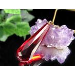 ルビーレッドアンバーネックレスきらきらティアドロップカット縦約30.5mm...