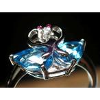 激安宣言5Aスイスブルートパーズツインスワンモチーフリング石サイズ縦約8m...