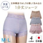 レディースショーツ 日本製 一分丈 天足レース 深め パンツ 下着 女性 綿 立体構造 コムサンヨー SP16