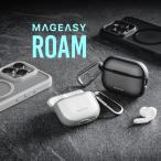 AirPods Pro2 AirPods Pro ケース フロスト クリア 耐衝撃 カラビナ 付 カバー シンプル ワイヤレス充電 MagSafe対応 エアーポッズ プロ 2 対応 MagEasy Roam