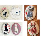 Yahoo! Yahoo!ショッピング(ヤフー ショッピング)刺繍のファブリッククッションブローチ ねこ他 ハンドメイド アクセサリー