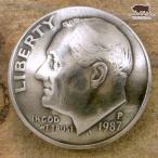 コンチョ　ボタン　本物コイン使用　アメリカ　10セント　ルーズベルト　ダイム　直径約17mm　sizea　人物　コインコンチョ　ネジ式コンチョ　パーツ